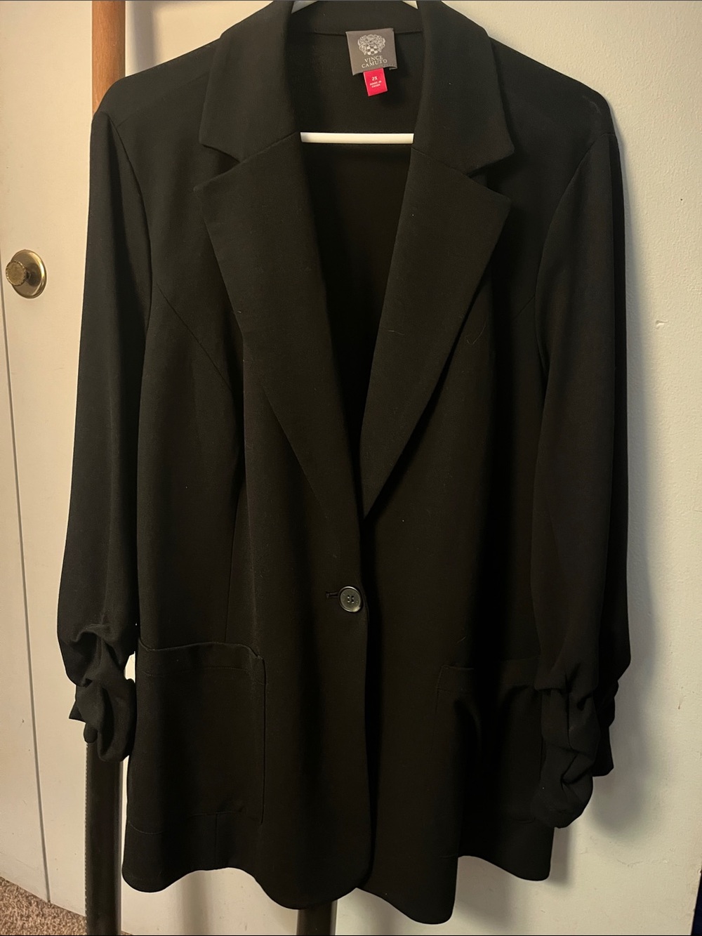 Vince Camuto Black Single-Button Blazer with Knotted Sleeve Detail NWT 2X New